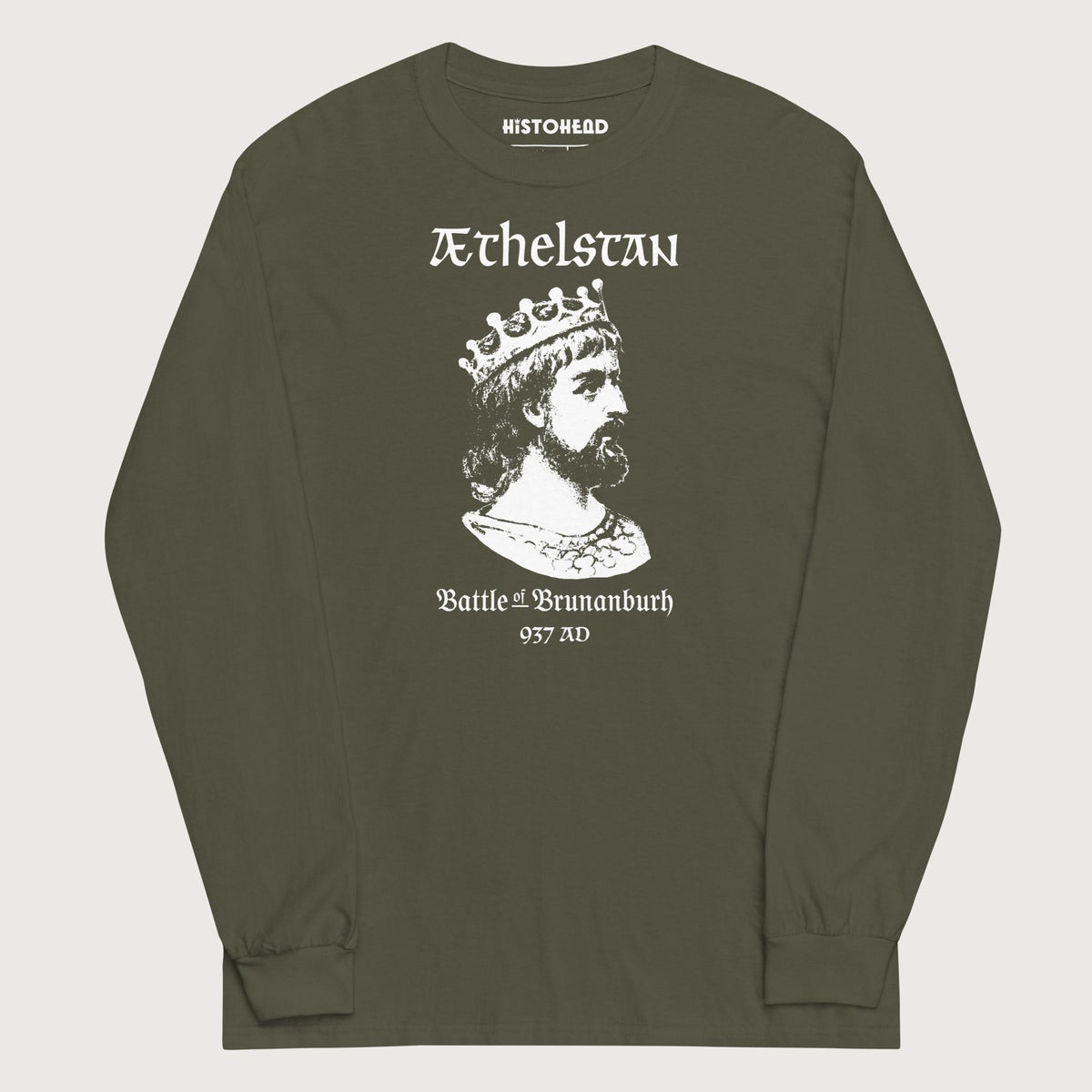 Military Green Æthelstan Battle of Brunanburh - Long Sleeve - history buff gift by HistoHead