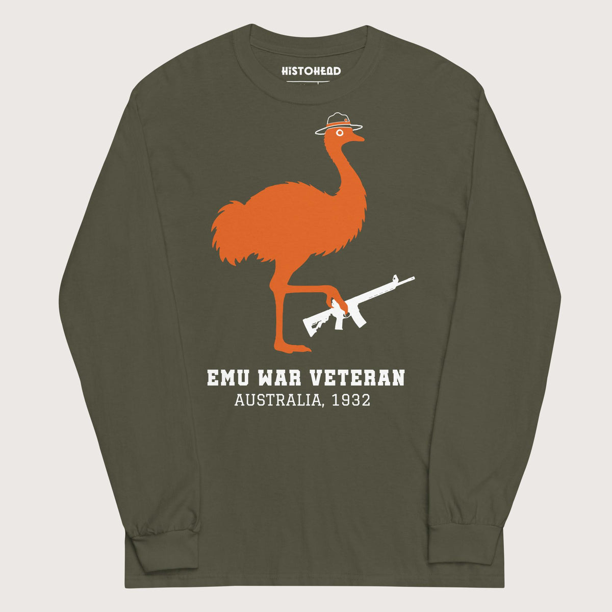 Military Green Emu War Veteran - Long Sleeve - history buff gift by HistoHead
