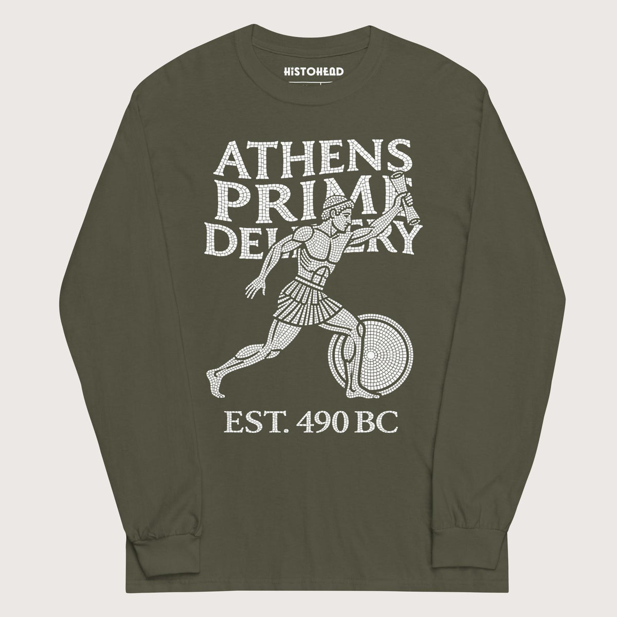 Military Green Athens Prime Delivery - Long Sleeve - history buff gift by HistoHead