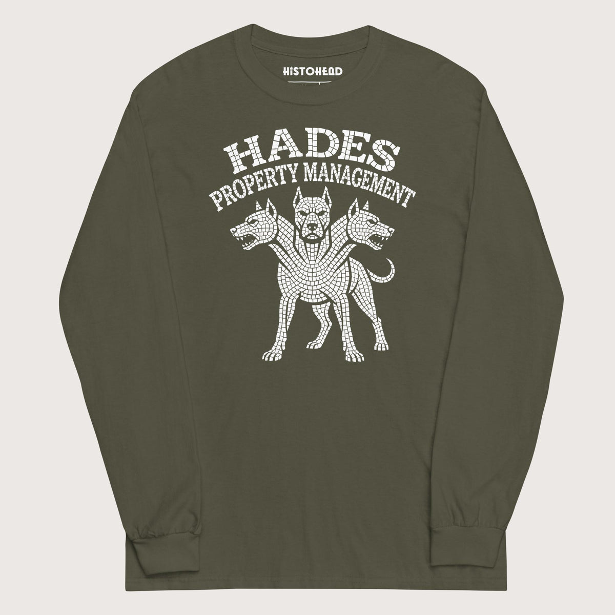 Military Green Hades Property Management - Long Sleeve - history buff gift by HistoHead