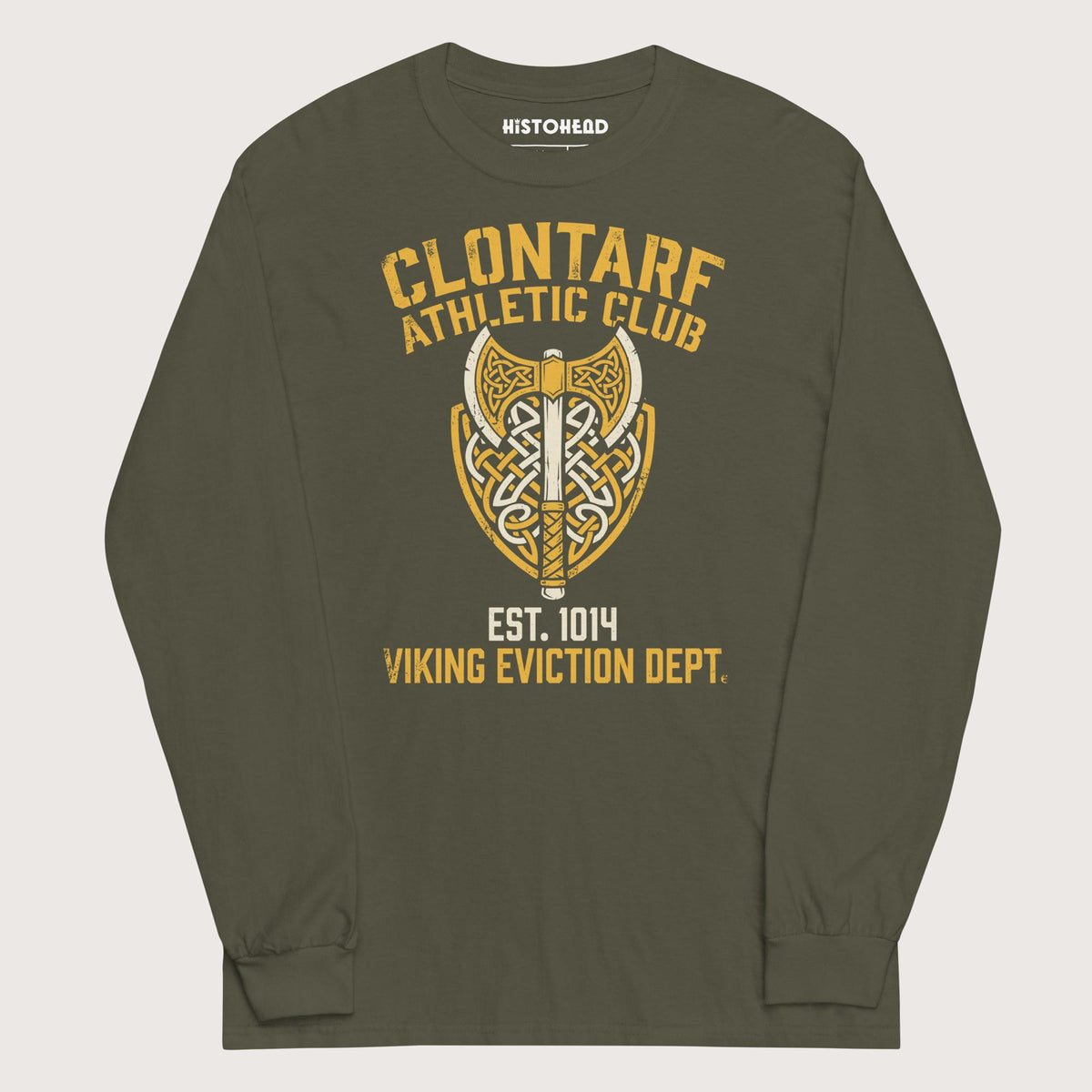 Military Green Clontarf Athletic Club - Long Sleeve - history buff gift by HistoHead