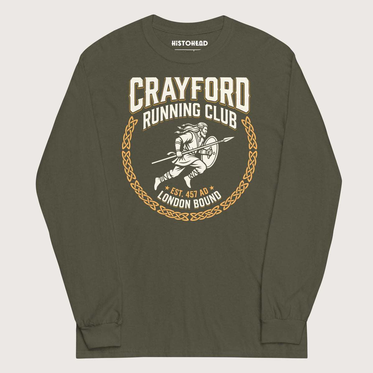 Military Green Crayford Running Club - Long Sleeve - history buff gift by HistoHead