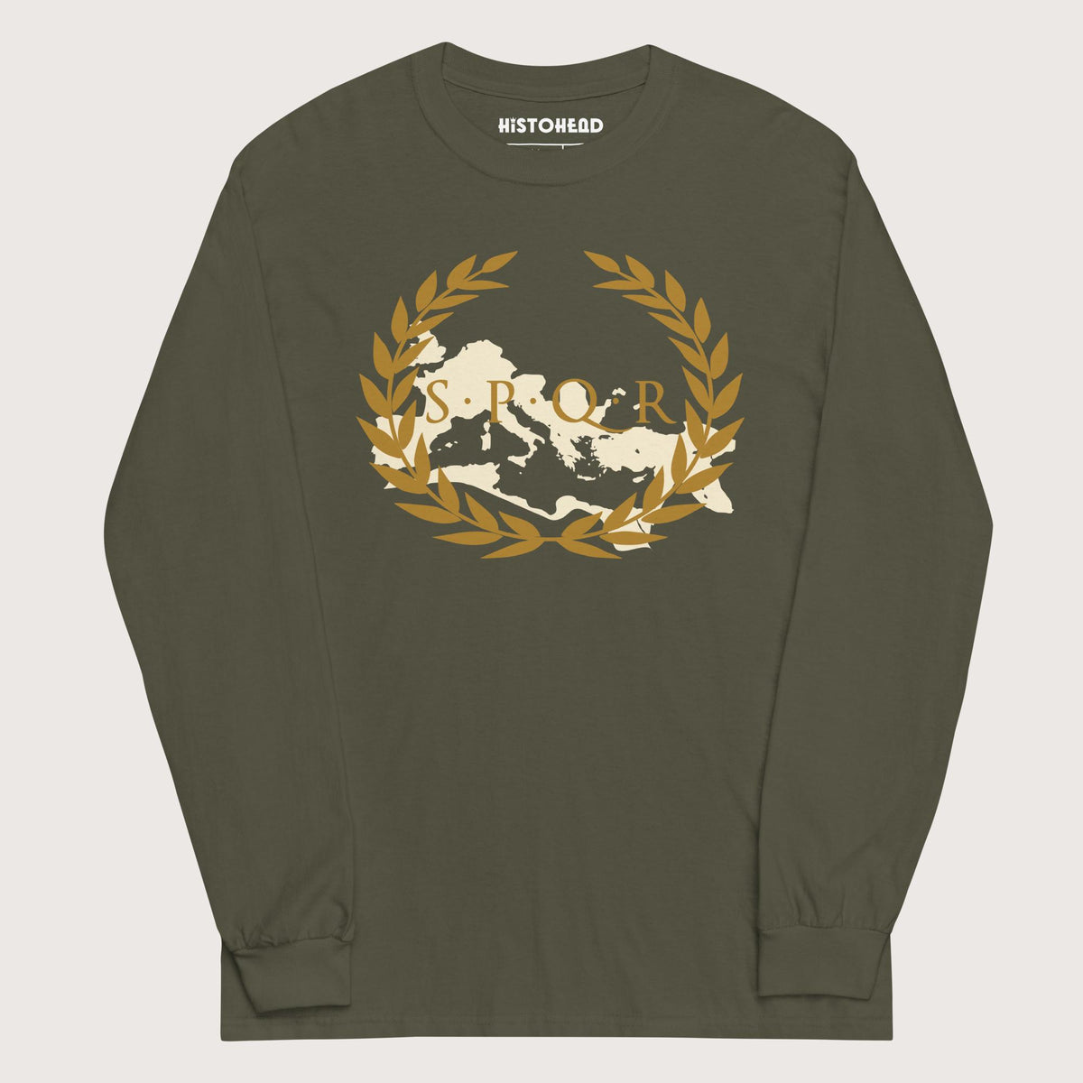 Military Green Roman SPQR Banner - Long Sleeve - history buff gift by HistoHead