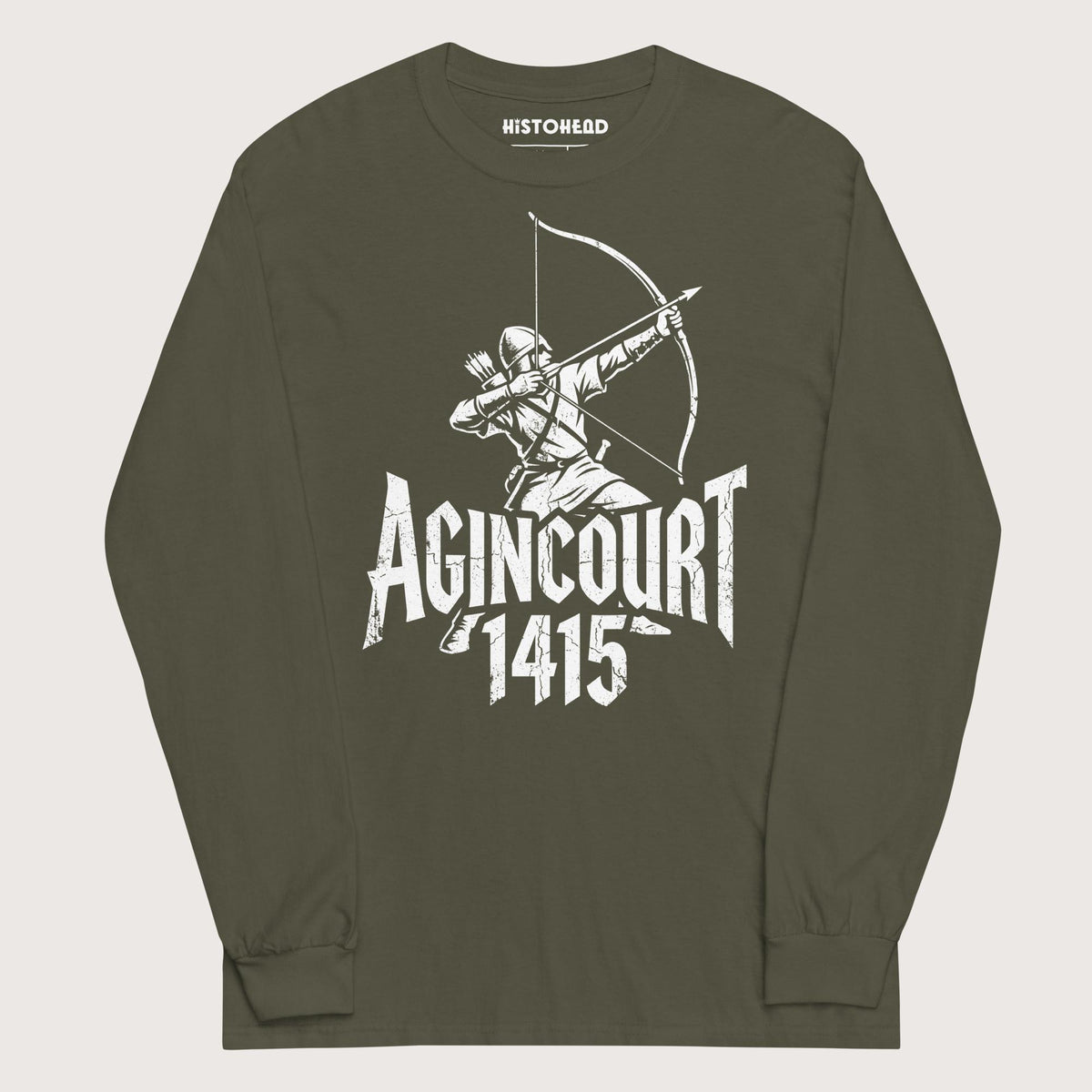 Military Green Agincourt 1415 Longbowman - Long Sleeve - history buff gift by HistoHead