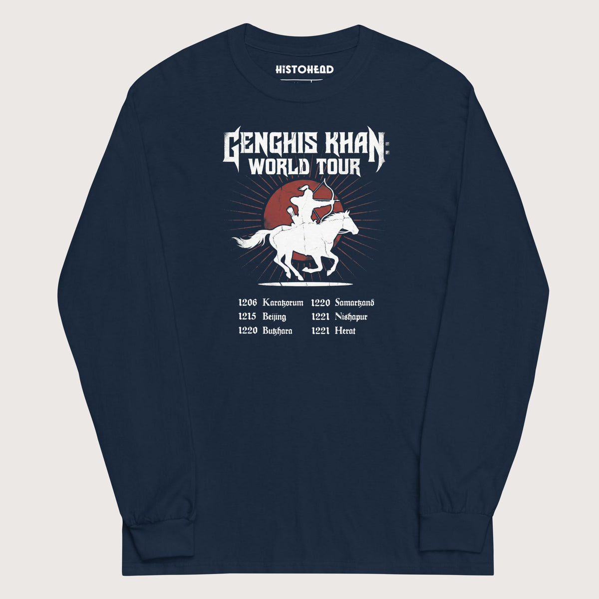 Navy Genghis Khan World Tour - Long Sleeve - history buff gift by HistoHead
