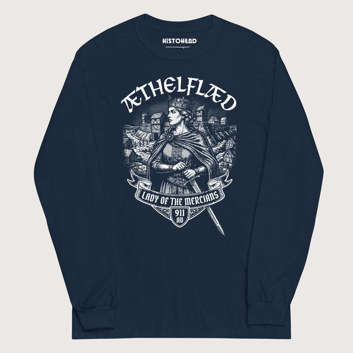 Navy Æthelflæd Lady of the Mercians - Long Sleeve - history buff gift by HistoHead