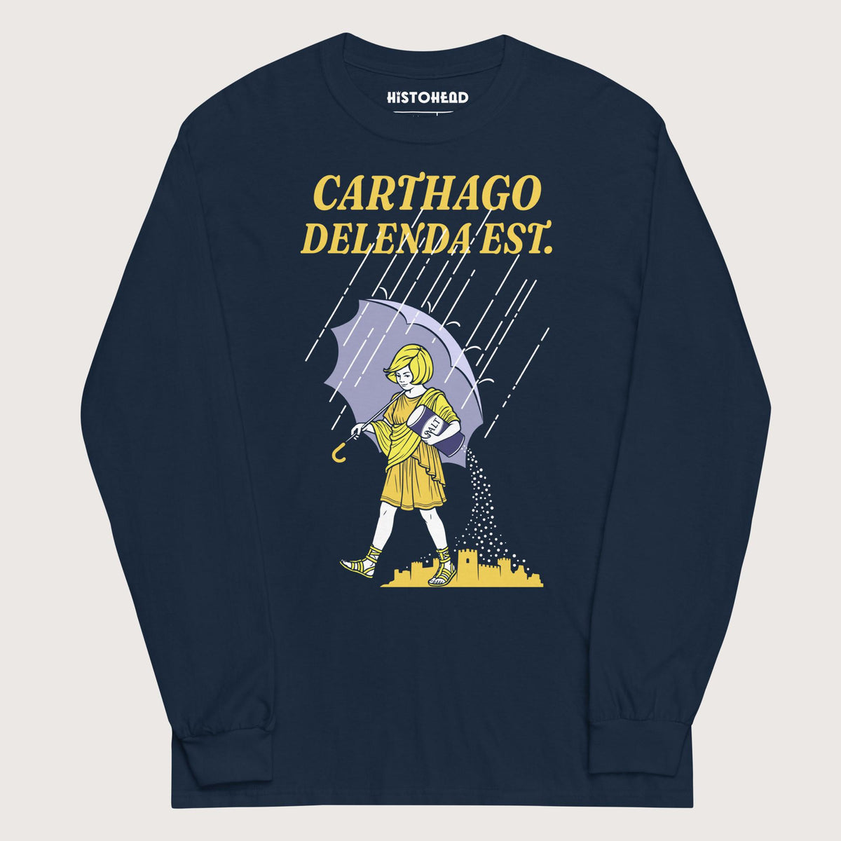 Navy Carthago Delenda Est Salt Girl - Long Sleeve - history buff gift by HistoHead