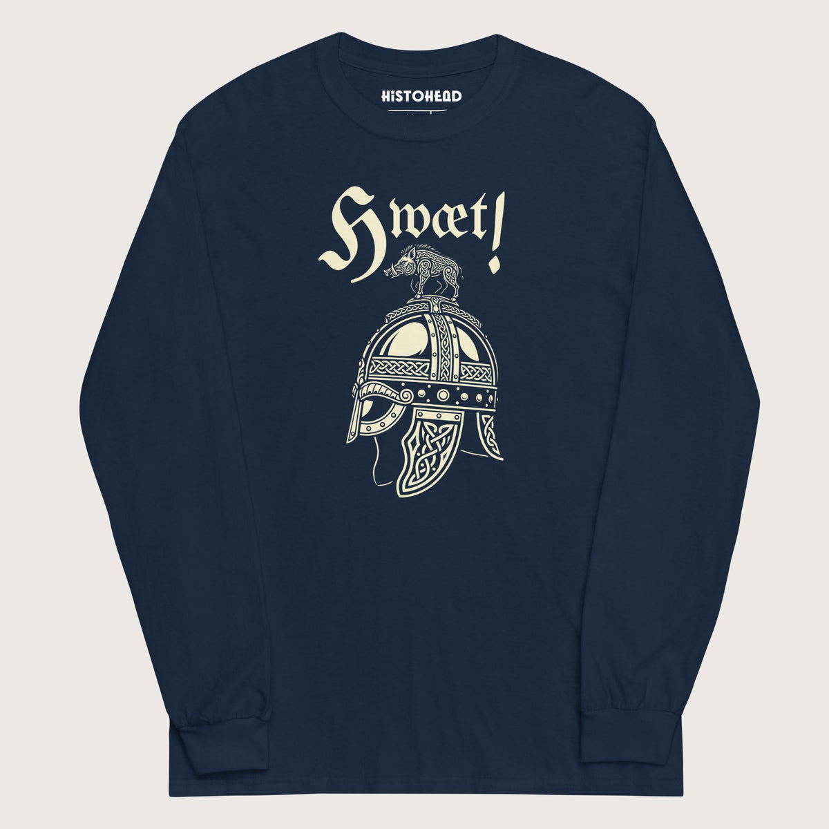 Navy Hwæt Boar-Crested Helmet - Long Sleeve - history buff gift by HistoHead
