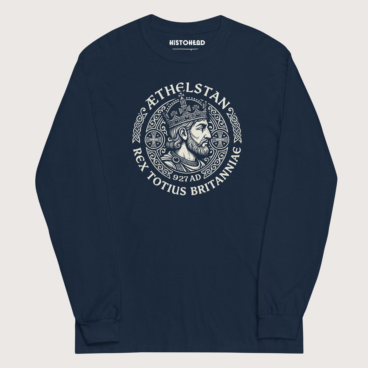 Navy Æthelstan King of All Britain - Long Sleeve - history buff gift by HistoHead