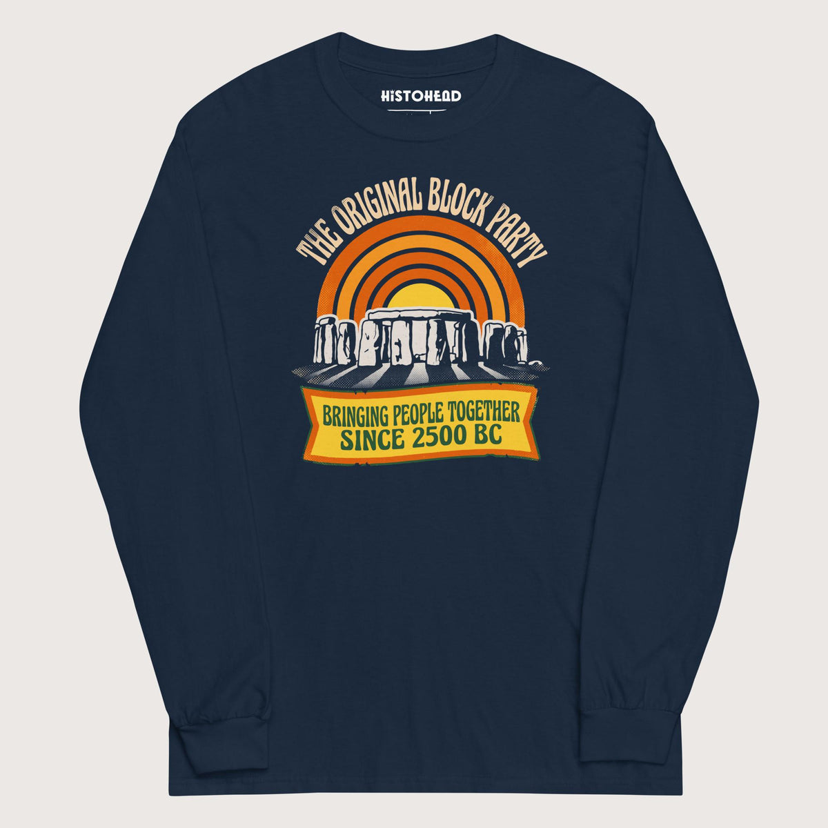Navy Stonehenge Block Party - Long Sleeve - history buff gift by HistoHead