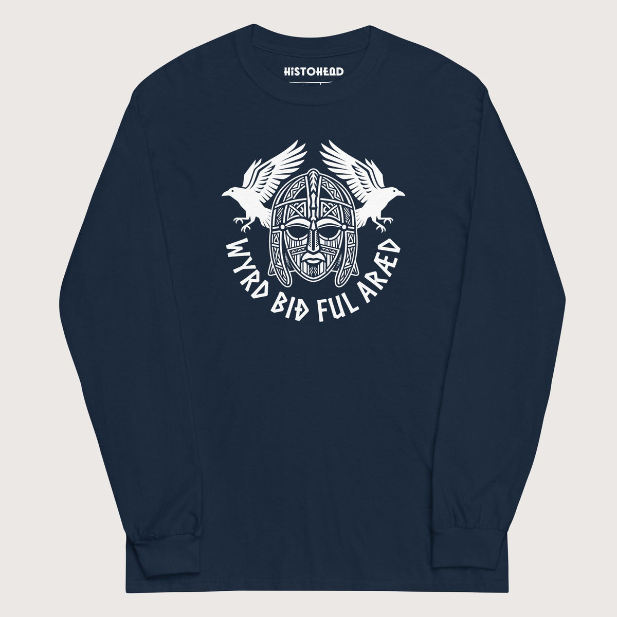 Navy Wyrd Bið Ful Aræd Sutton Hoo Helmet Edition - Long Sleeve - history buff gift by HistoHead