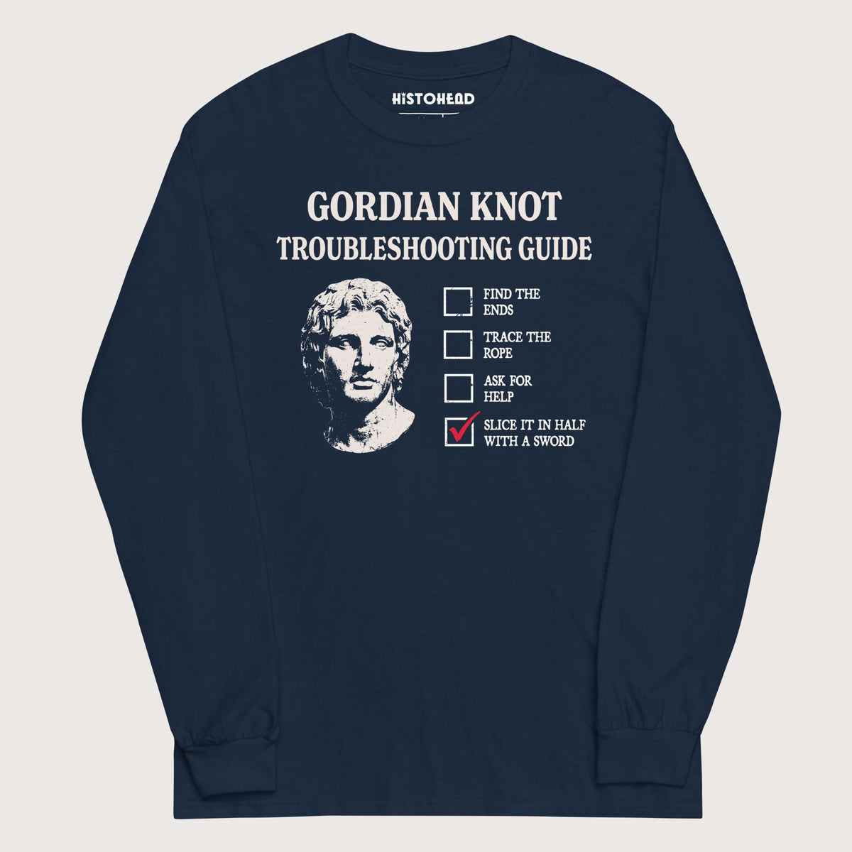 Navy Alexander's Gordian Knot Guide - Long Sleeve - history buff gift by HistoHead