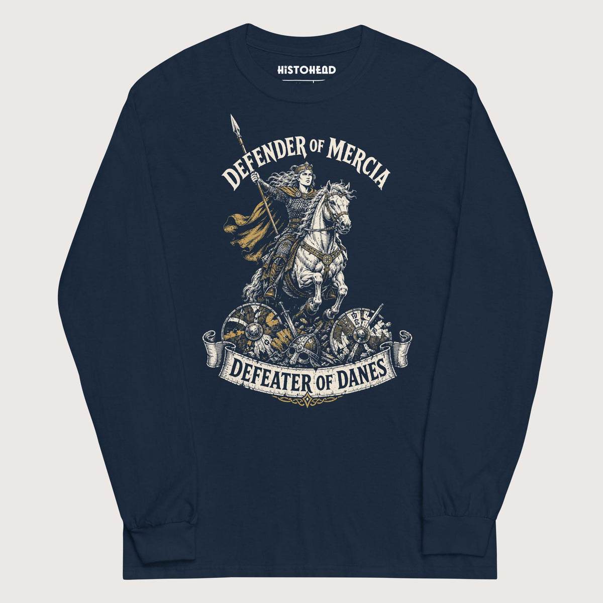 Navy Æthelflæd Defender of Mercia - Long Sleeve - history buff gift by HistoHead