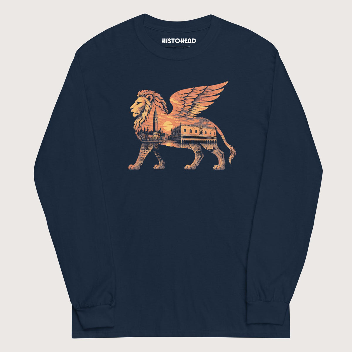 Navy Winged Lion of the Lagoon - Long Sleeve - history buff gift by HistoHead
