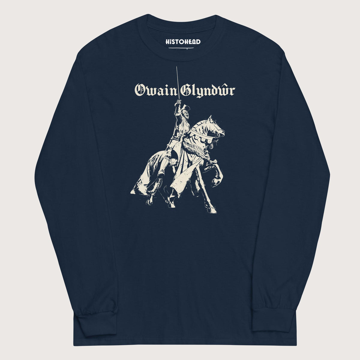 Navy Owain Glyndŵr Statue - Long Sleeve - history buff gift by HistoHead