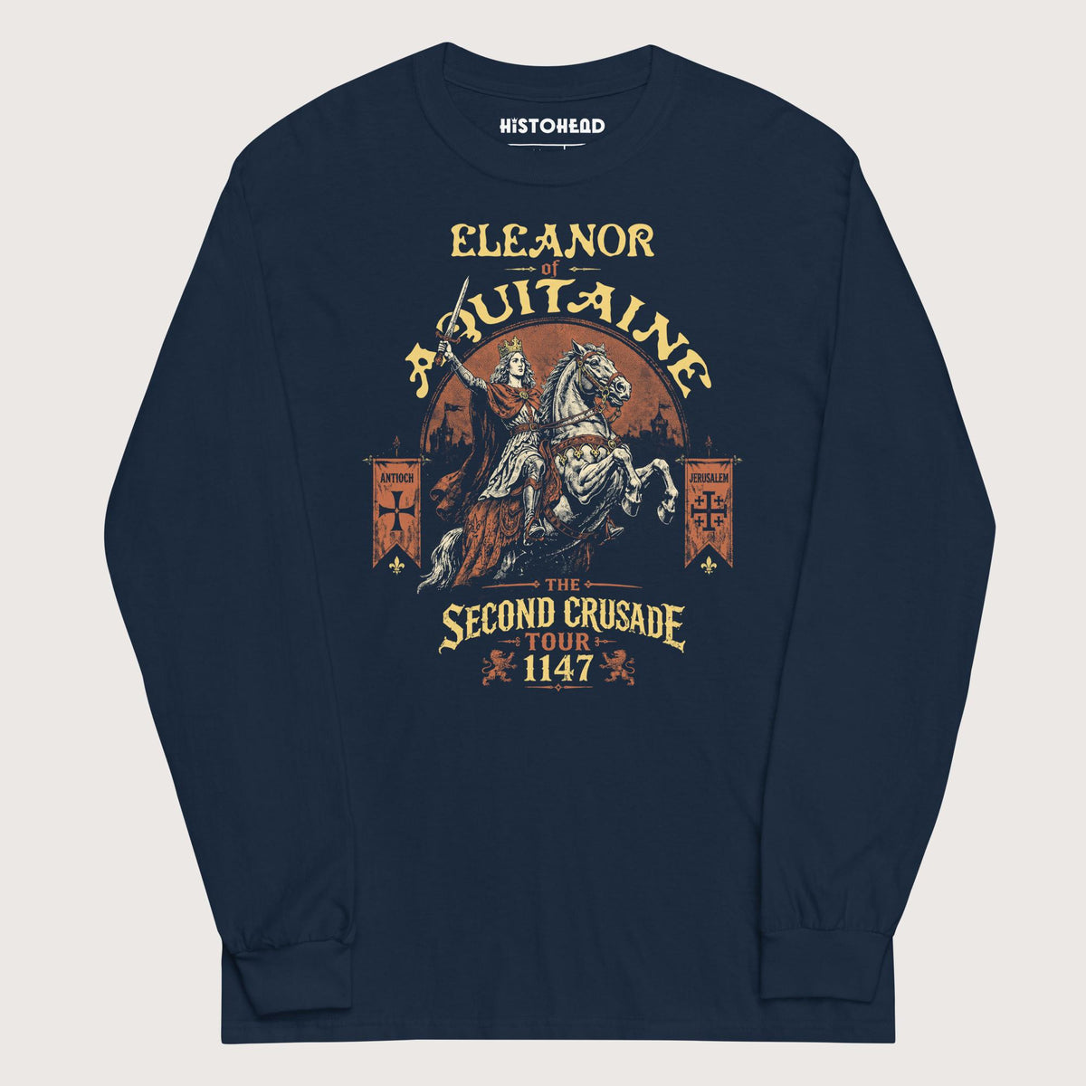 Navy Eleanor of Aquitaine Second Crusade Tour - Long Sleeve - history buff gift by HistoHead