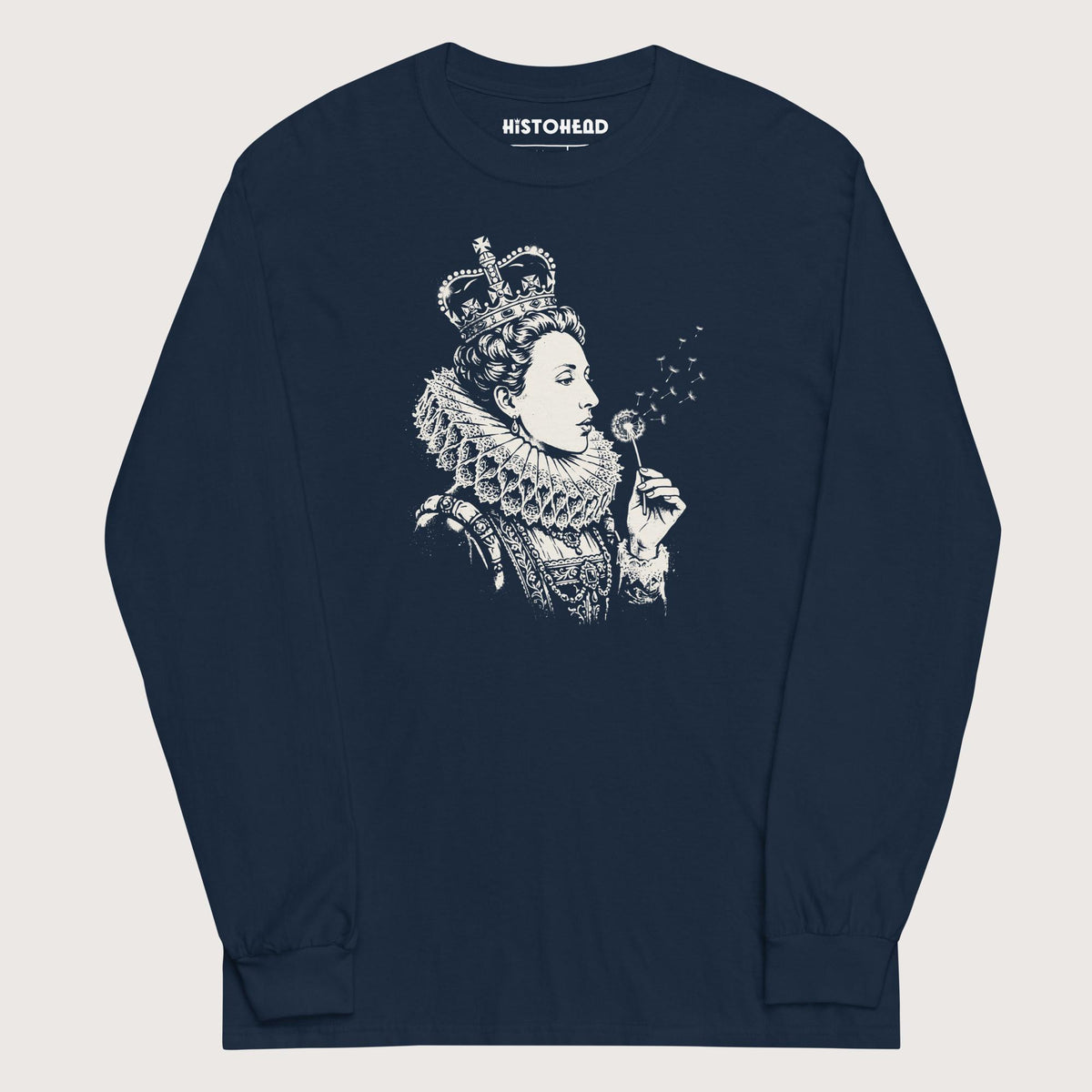 Navy Elizabeth I Blowing Wishes - Long Sleeve - history buff gift by HistoHead
