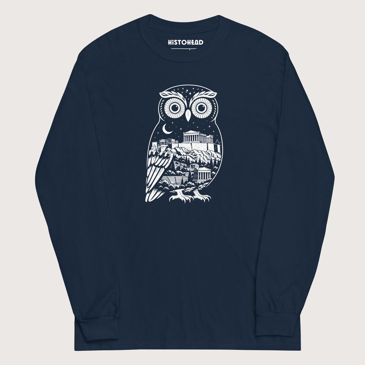 Navy Athena Owl - Long Sleeve - history buff gift by HistoHead