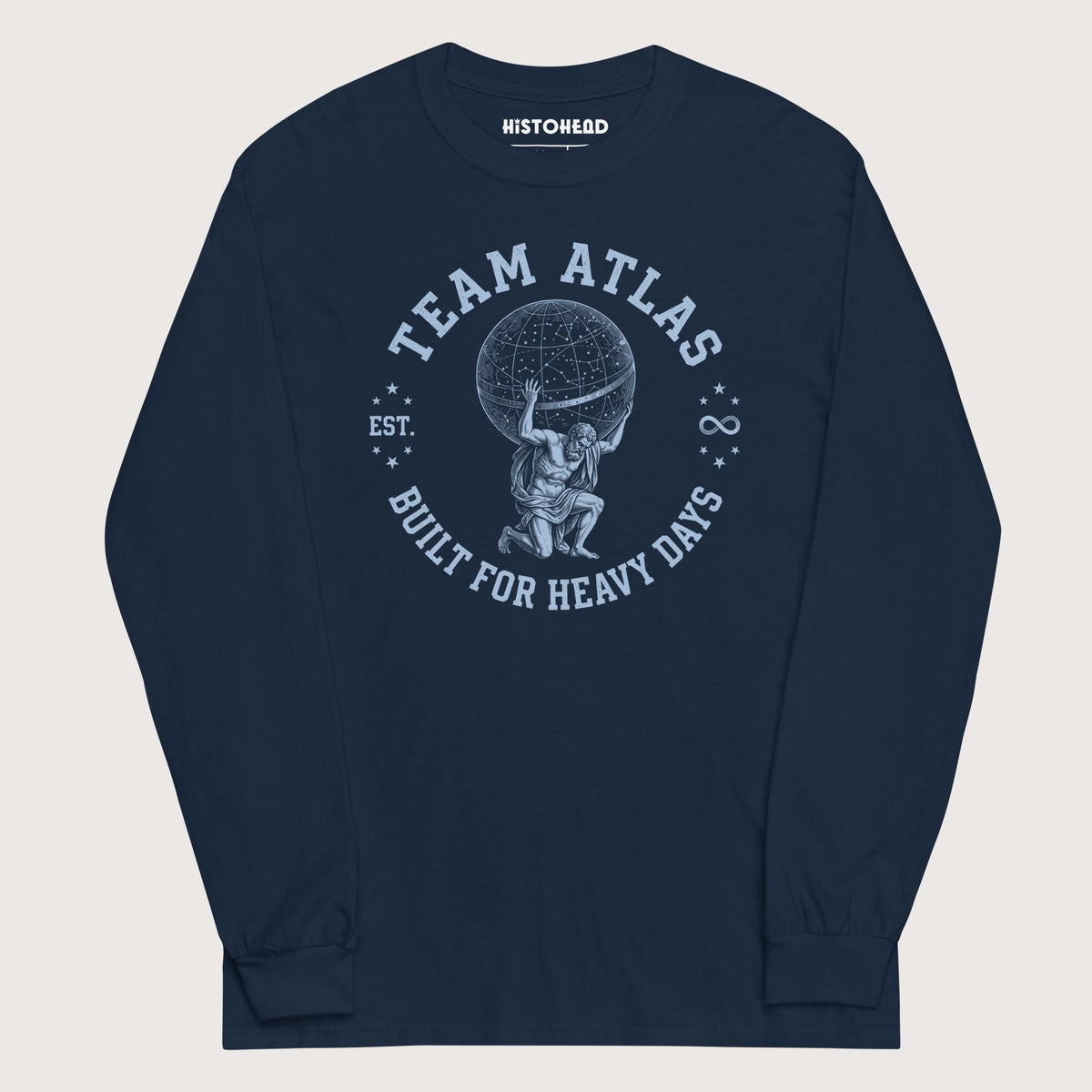 Navy Team Atlas Built For Heavy Days - Long Sleeve - history buff gift by HistoHead