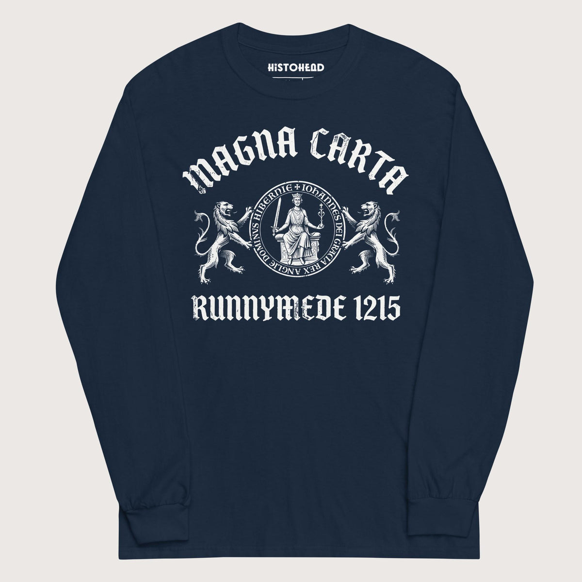 Navy Magna Carta King John Seal - Long Sleeve - history buff gift by HistoHead