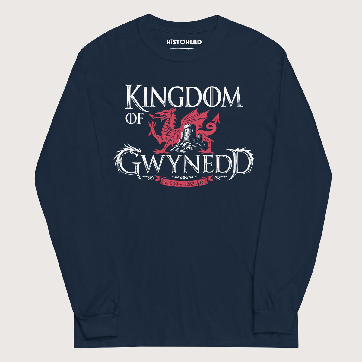 Navy Kingdom of Gwynedd - Long Sleeve - history buff gift by HistoHead