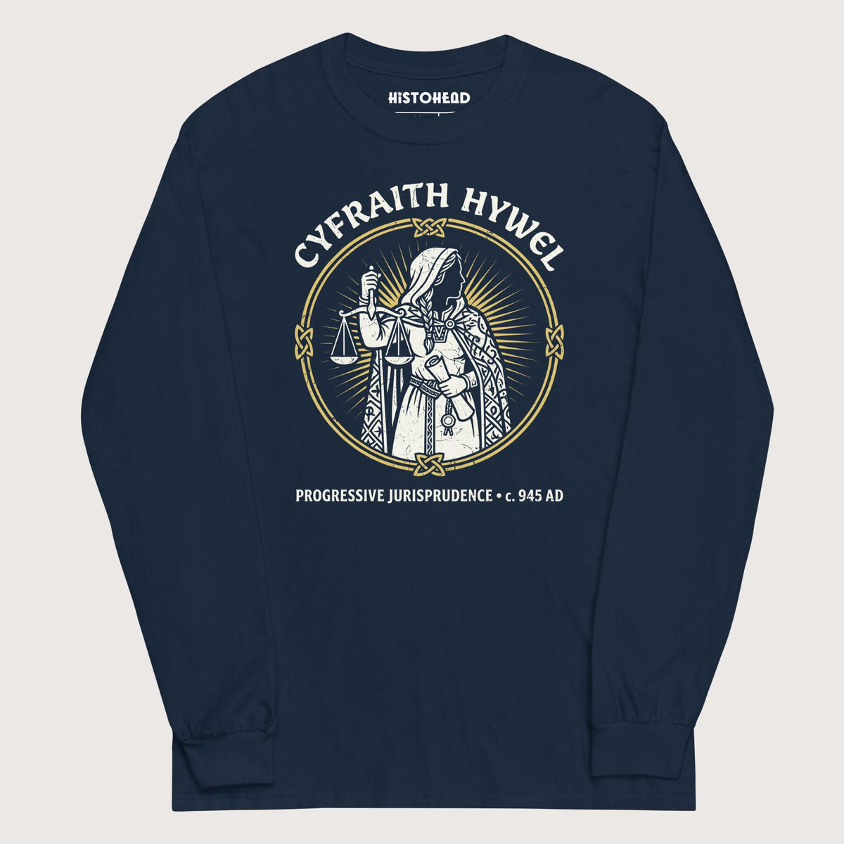 Navy Cyfraith Hywel Progressive Jurisprudence - Long Sleeve - history buff gift by HistoHead