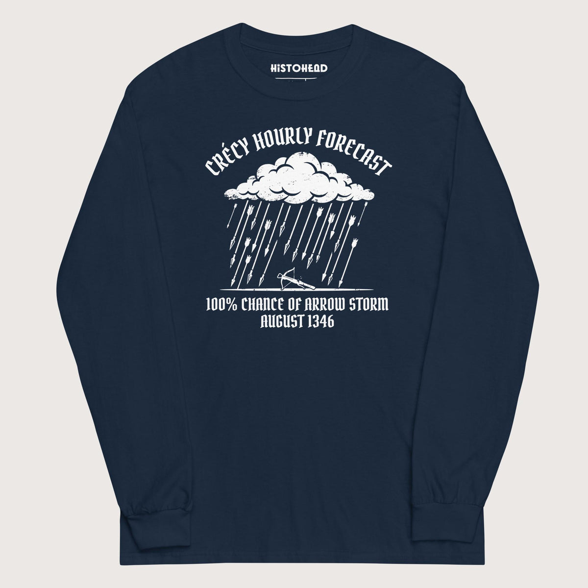 Navy Crecy Arrow Storm Forecast - Long Sleeve - history buff gift by HistoHead