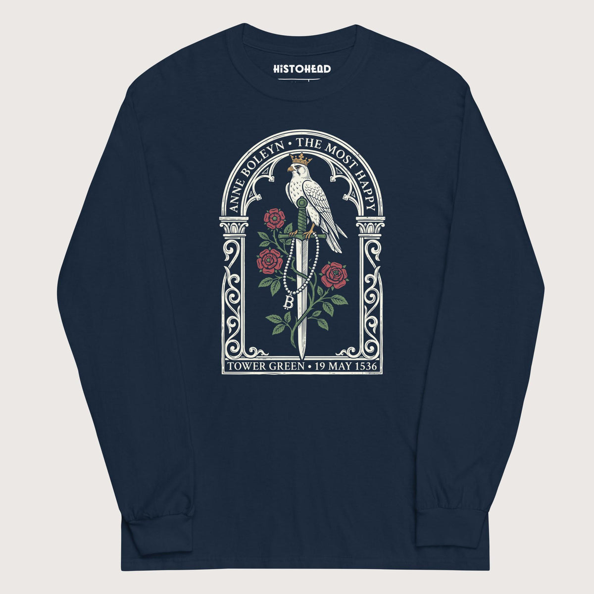 Navy Anne Boleyn Falcon - Long Sleeve - history buff gift by HistoHead