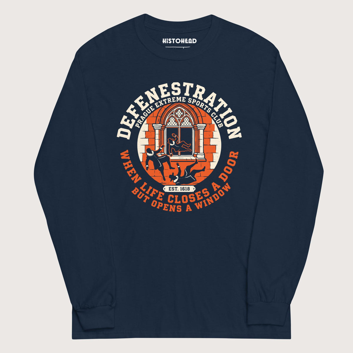 Navy Defenestration Prague Extreme Sports Club - Long Sleeve - history buff gift by HistoHead