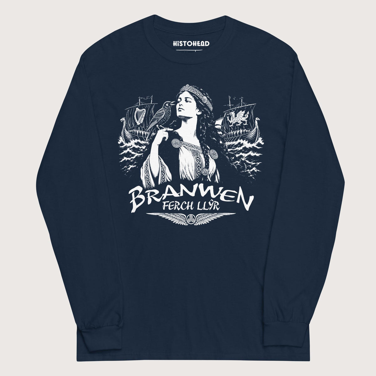 Navy Branwen ferch Llŷr - Long Sleeve - history buff gift by HistoHead