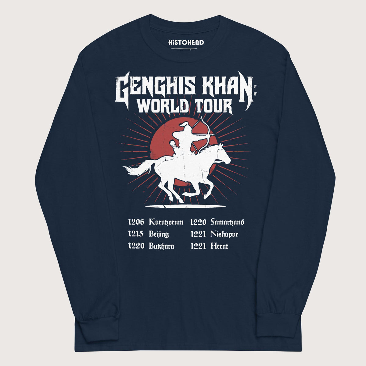 Navy Genghis Khan World Tour - Long Sleeve - history buff gift by HistoHead