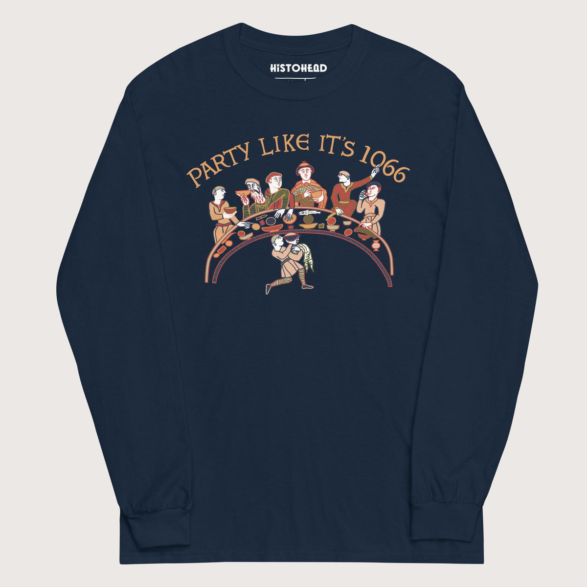 Navy Bayeux Tapestry Party Like It's 1066 - Long Sleeve - history buff gift by HistoHead