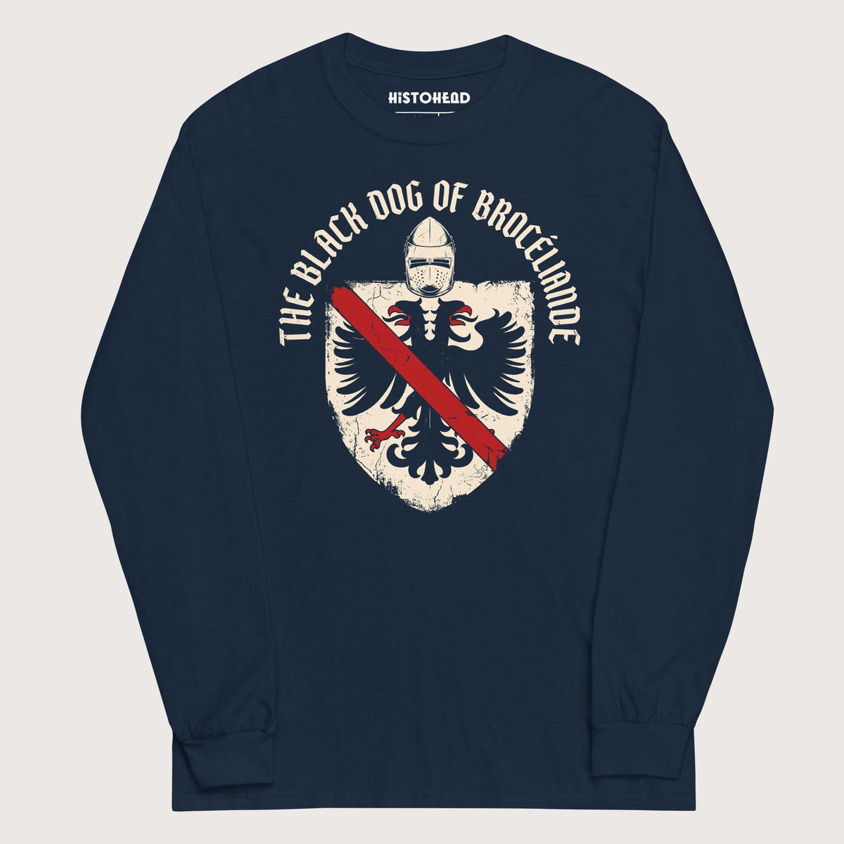 Navy Du Guesclin The Black Dog of Brocéliande - Long Sleeve - history buff gift by HistoHead