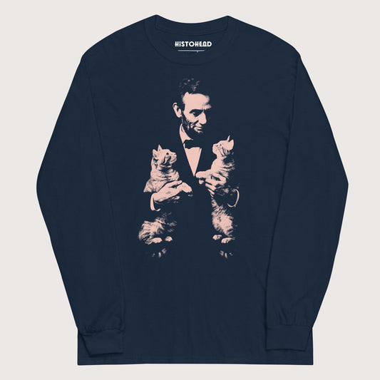 Navy Lincoln Kittens - Long Sleeve - history buff gift by HistoHead