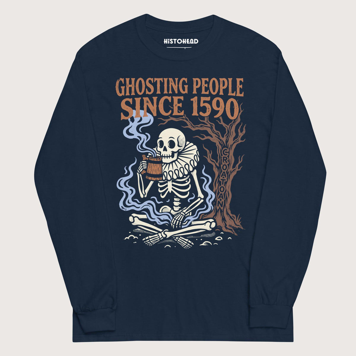 Navy Roanoke Colony Ghosting Since 1590 - Long Sleeve - history buff gift by HistoHead