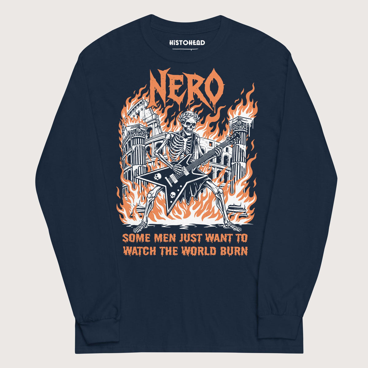 Navy Nero Watch the World Burn - Long Sleeve - history buff gift by HistoHead