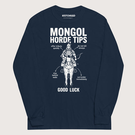 Navy Mongol Horde Tips - Long Sleeve - history buff gift by HistoHead