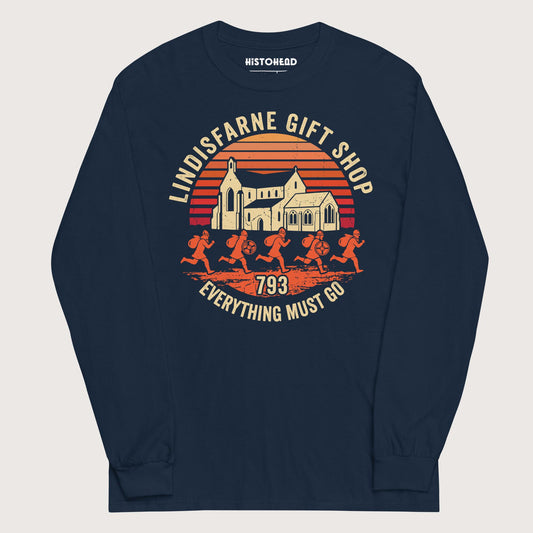 Navy Lindisfarne Gift Shop 793 - Long Sleeve - history buff gift by HistoHead