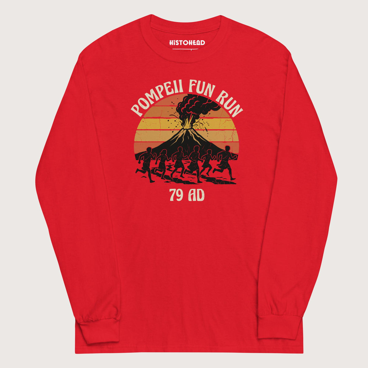 Red Pompeii Fun Run Retro - Long Sleeve - history buff gift by HistoHead