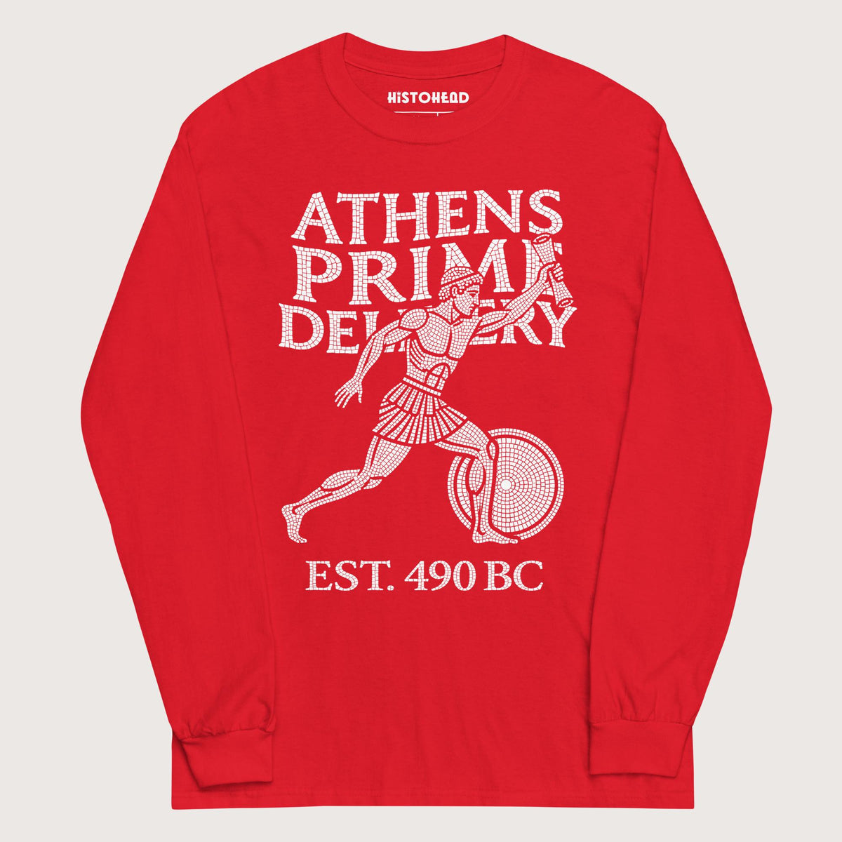 Red Athens Prime Delivery - Long Sleeve - history buff gift by HistoHead