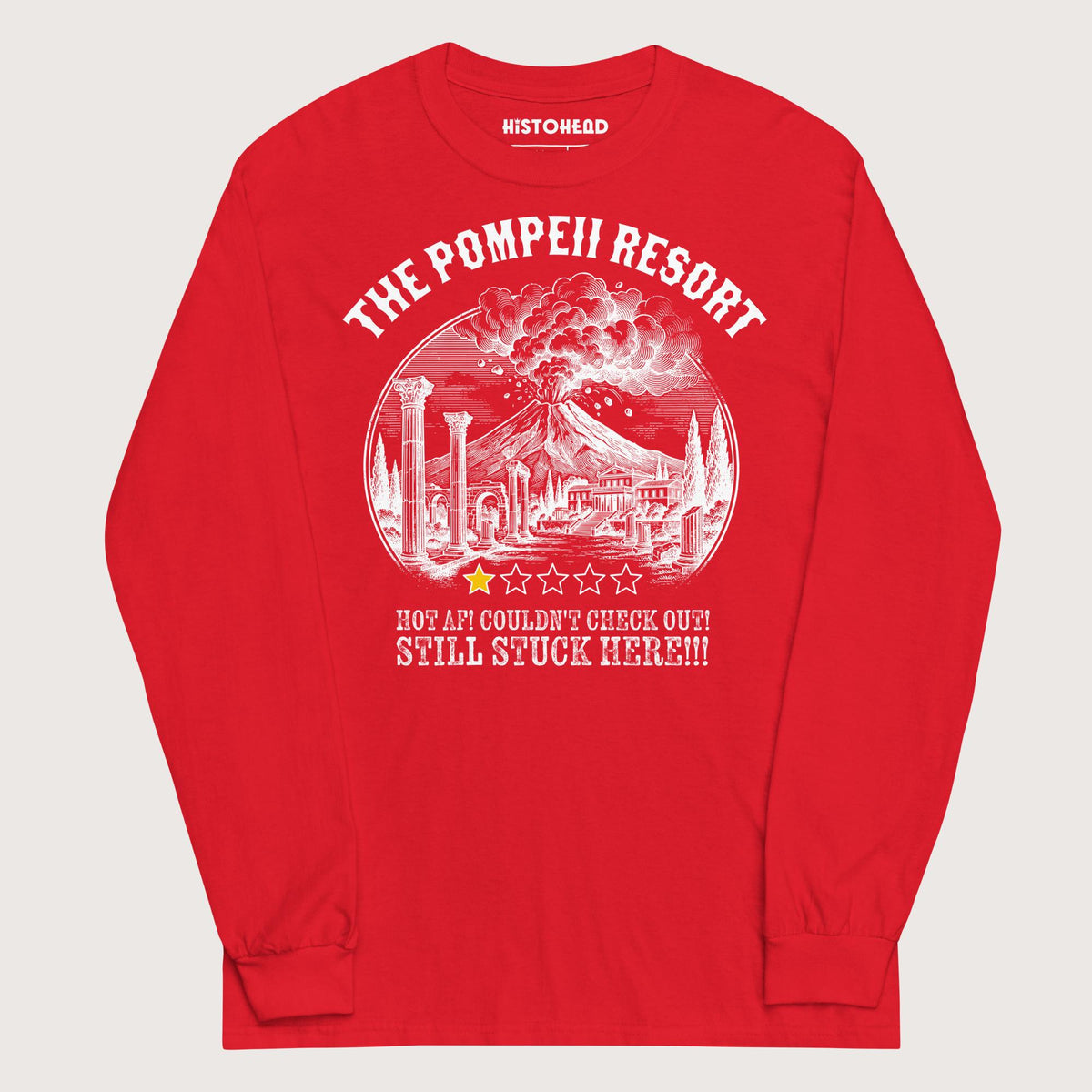 Red The Pompeii Resort Review - Long Sleeve - history buff gift by HistoHead