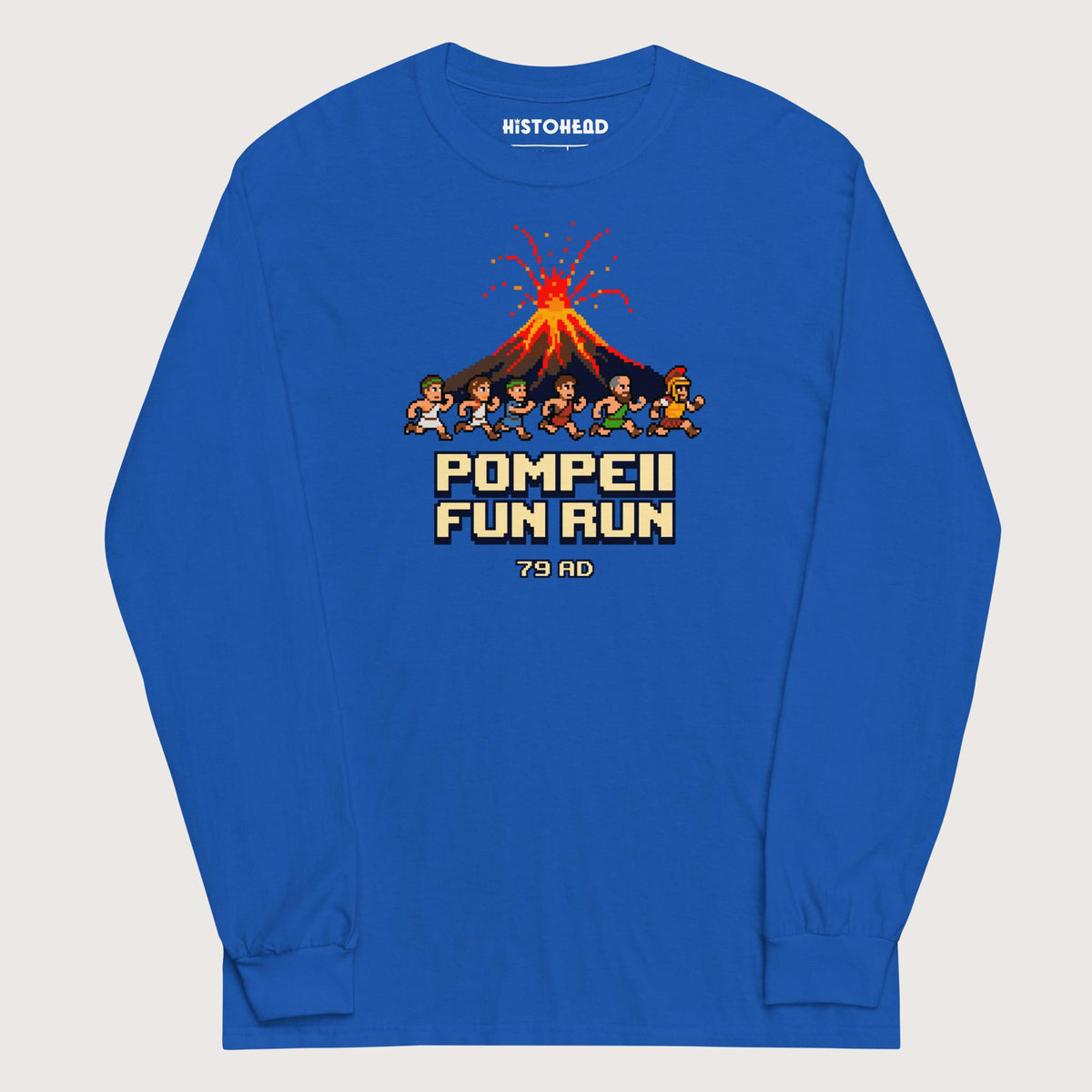 Royal Pompeii Fun Run Pixel Art - Long Sleeve - history buff gift by HistoHead