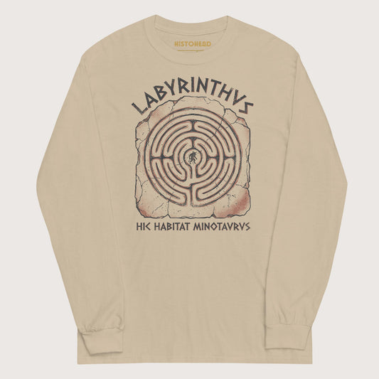 Sand Labyrinthus Here Lives Minotaur - Long Sleeve - history buff gift by HistoHead