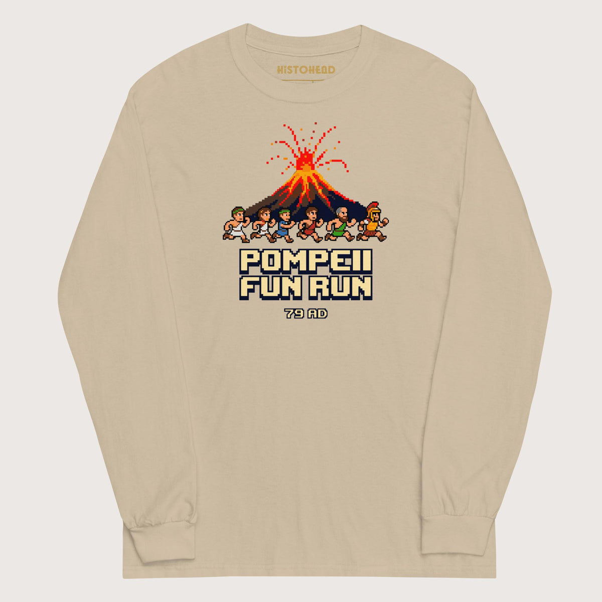 Sand Pompeii Fun Run Pixel Art - Long Sleeve - history buff gift by HistoHead