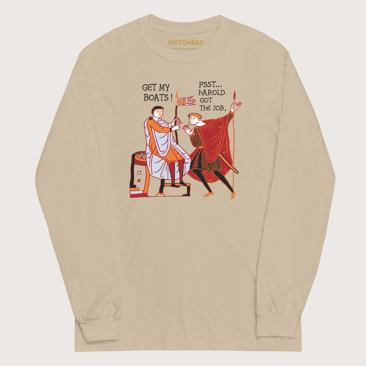 Sand Bayeux Tapestry Harold Got the Job - Long Sleeve - history buff gift by HistoHead