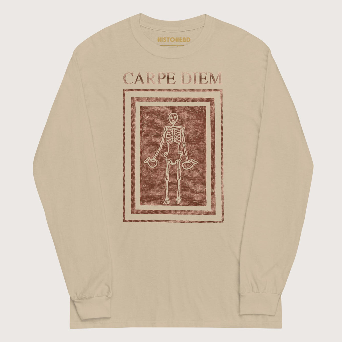 Sand Carpe Diem Skeleton - Long Sleeve - history buff gift by HistoHead