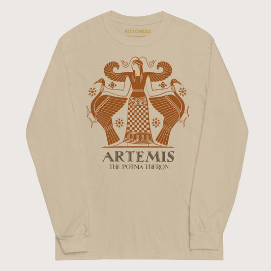 Sand Artemis the Potnia Theron Pottery Art - Long Sleeve - history buff gift by HistoHead