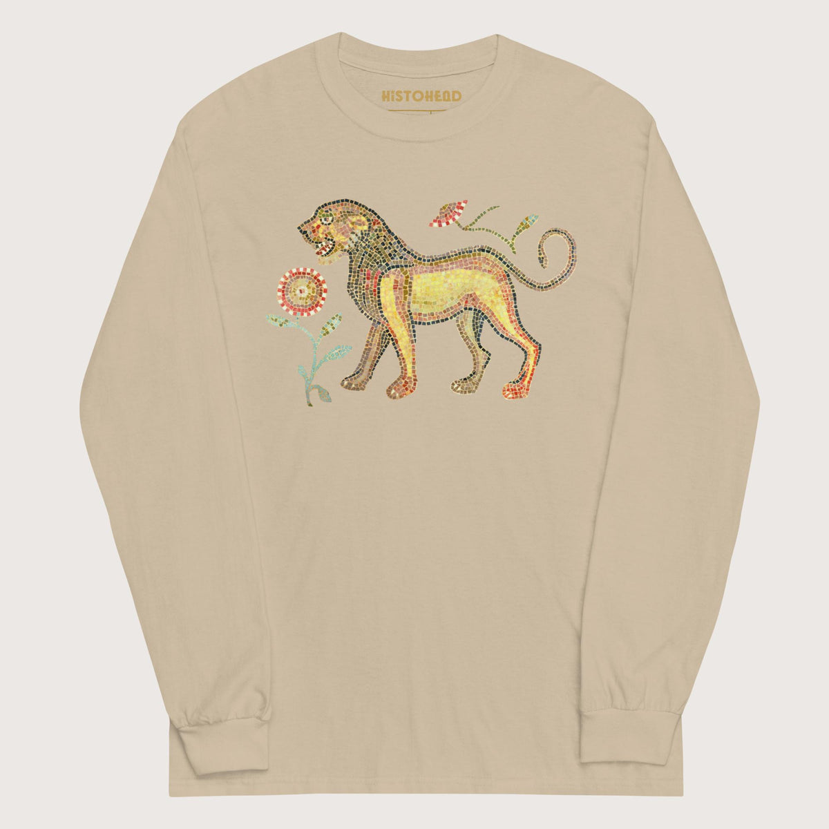 Sand Ancient Roman Mosaic Lion - Long Sleeve - history buff gift by HistoHead