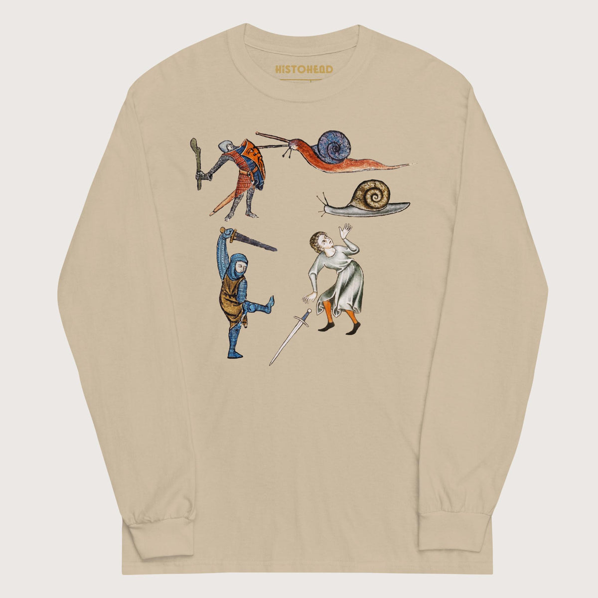 Sand Medieval Marginalia Snail Enemy - Long Sleeve - history buff gift by HistoHead