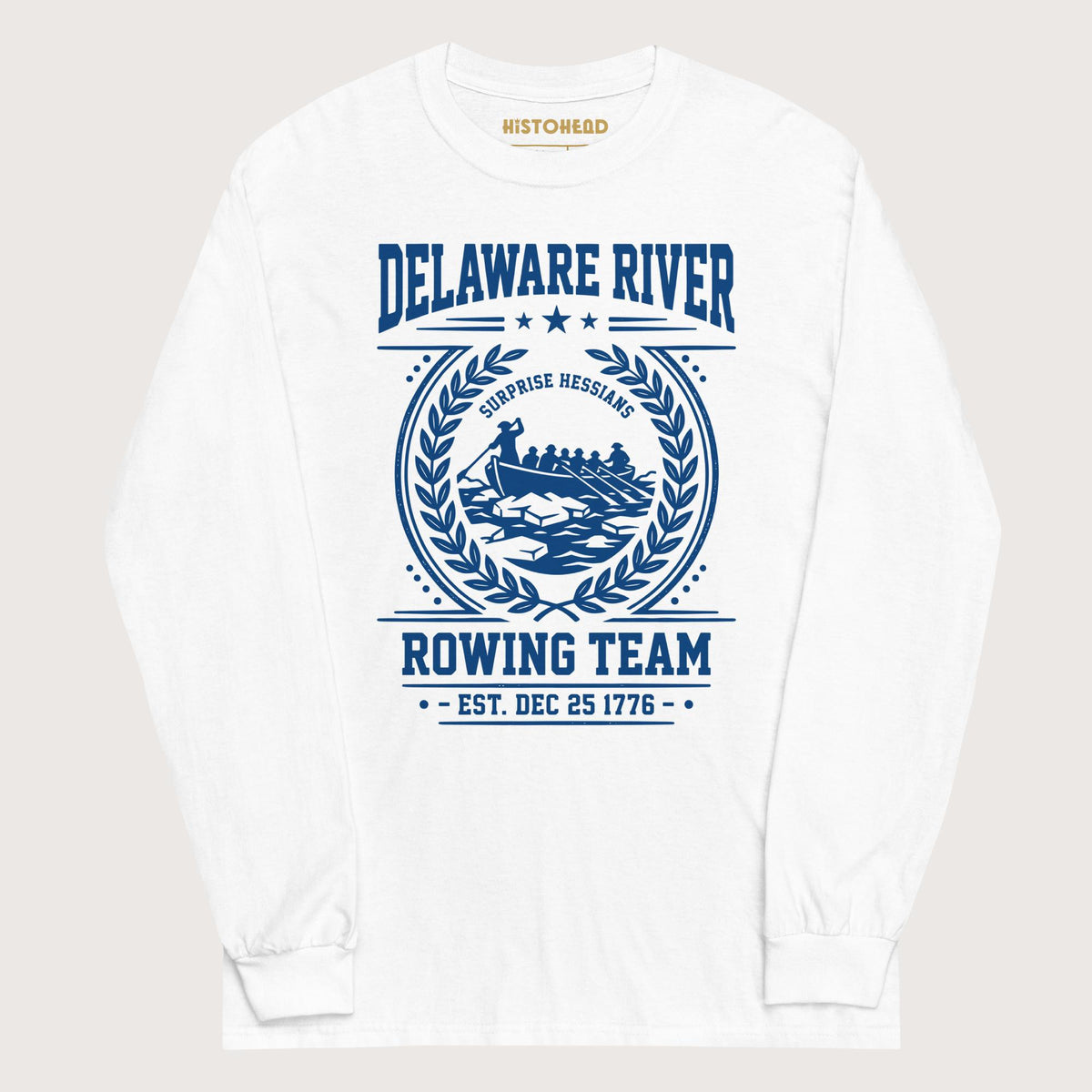 White Delaware River Rowing Team - Long Sleeve - history buff gift by HistoHead